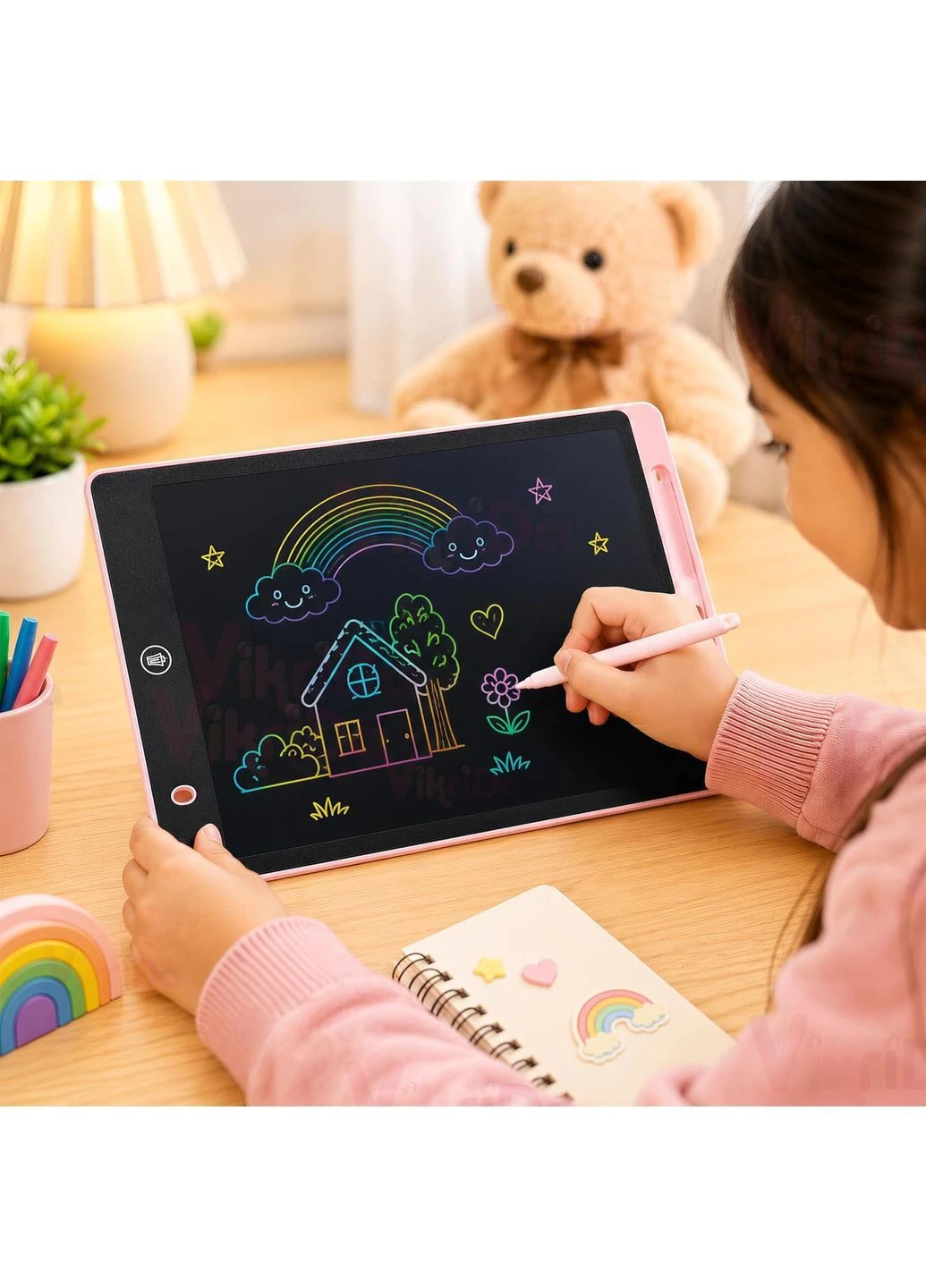 Планшет для малювання LCD 8.5" кольоровий зі стилусом та блокуванням екрана для дітей і дорослих синій No Brand (401285042)
