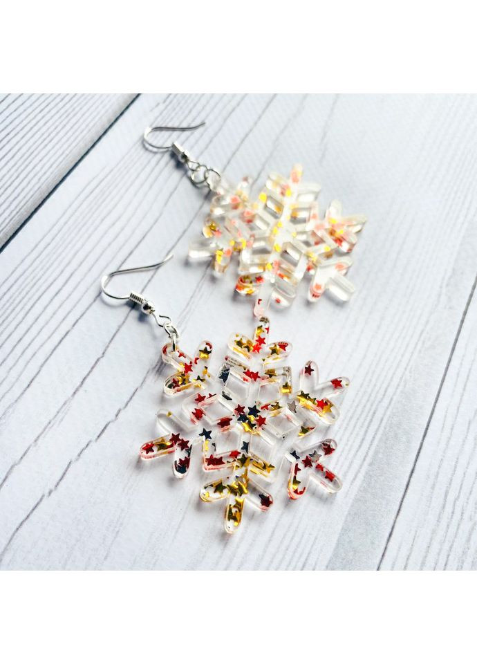 Серьги Снежинка с блёстками звёздочками CASE CONTROL (360707862)