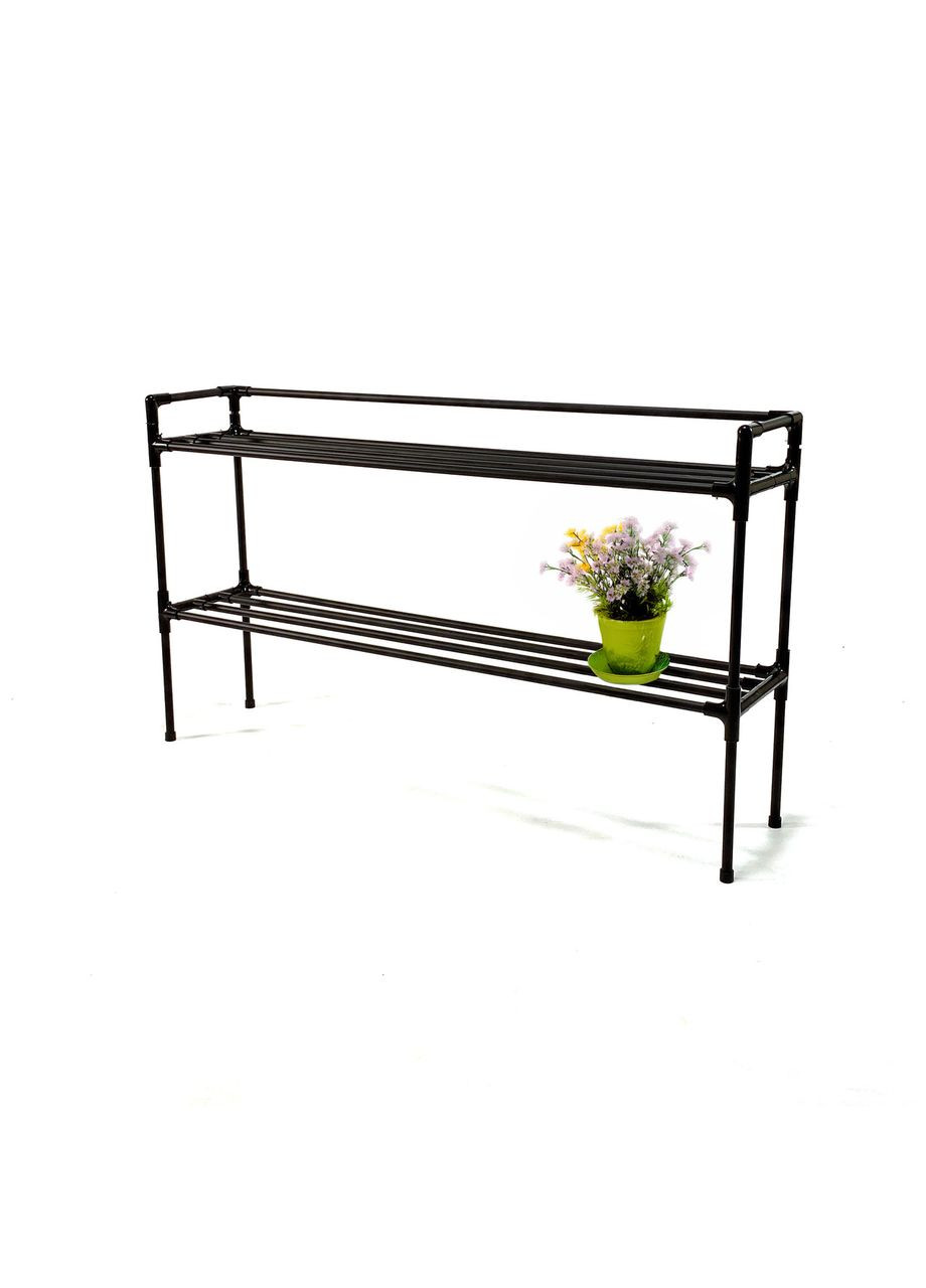 Двух уровневая подставка для цветов на подоконник Lucia Black 2 level. Полочки для рассады, горшков и зелени Broody (300778451)