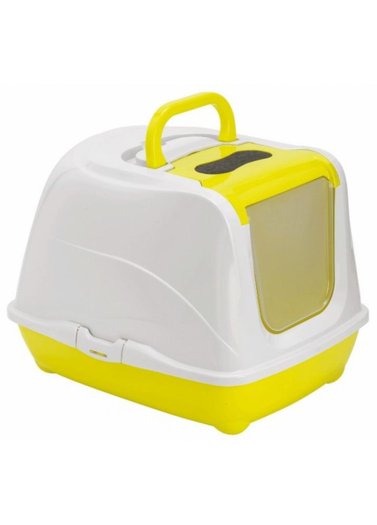 Закритий туалет для котів Flip Cat з відкидною кришкою жовтий 50х39х37 см C230329 Moderna (295352404)