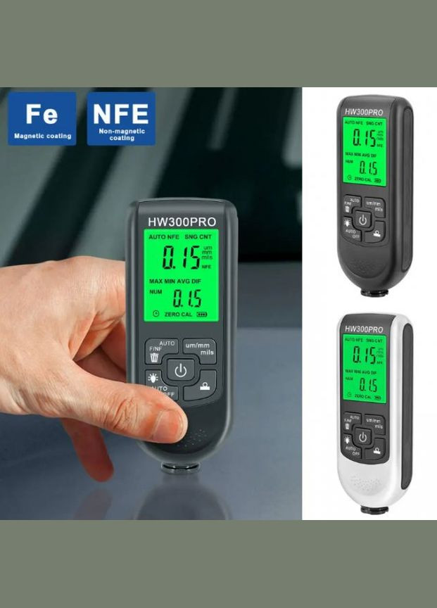 Цифровий товщиномір автомобільної фарби, покриття VKTECH HW-300PRO Чорний No Brand (300577694)