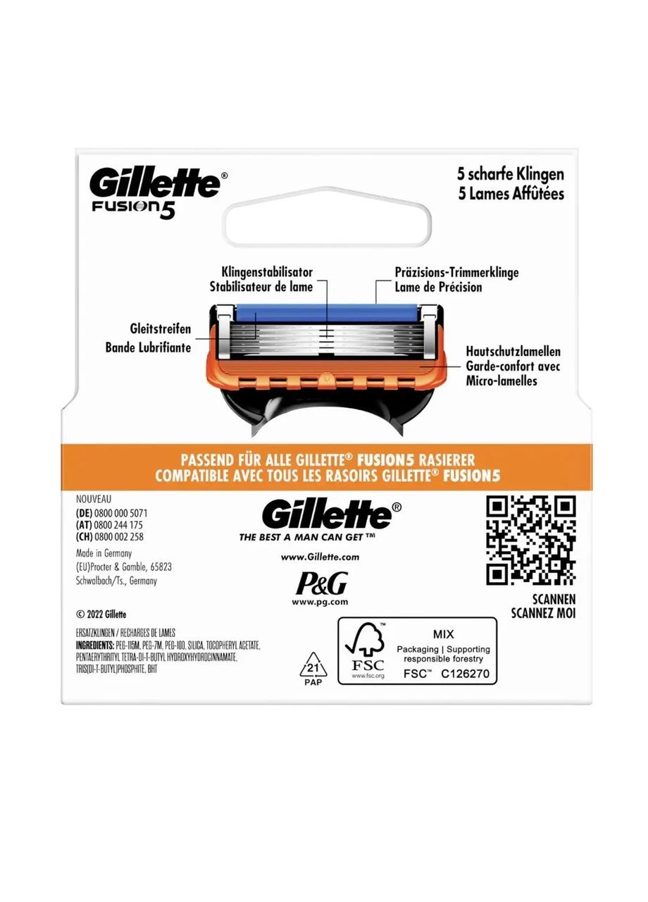 Сменные картриджи для бритья Fusion5 4 шт Gillette (317298884)