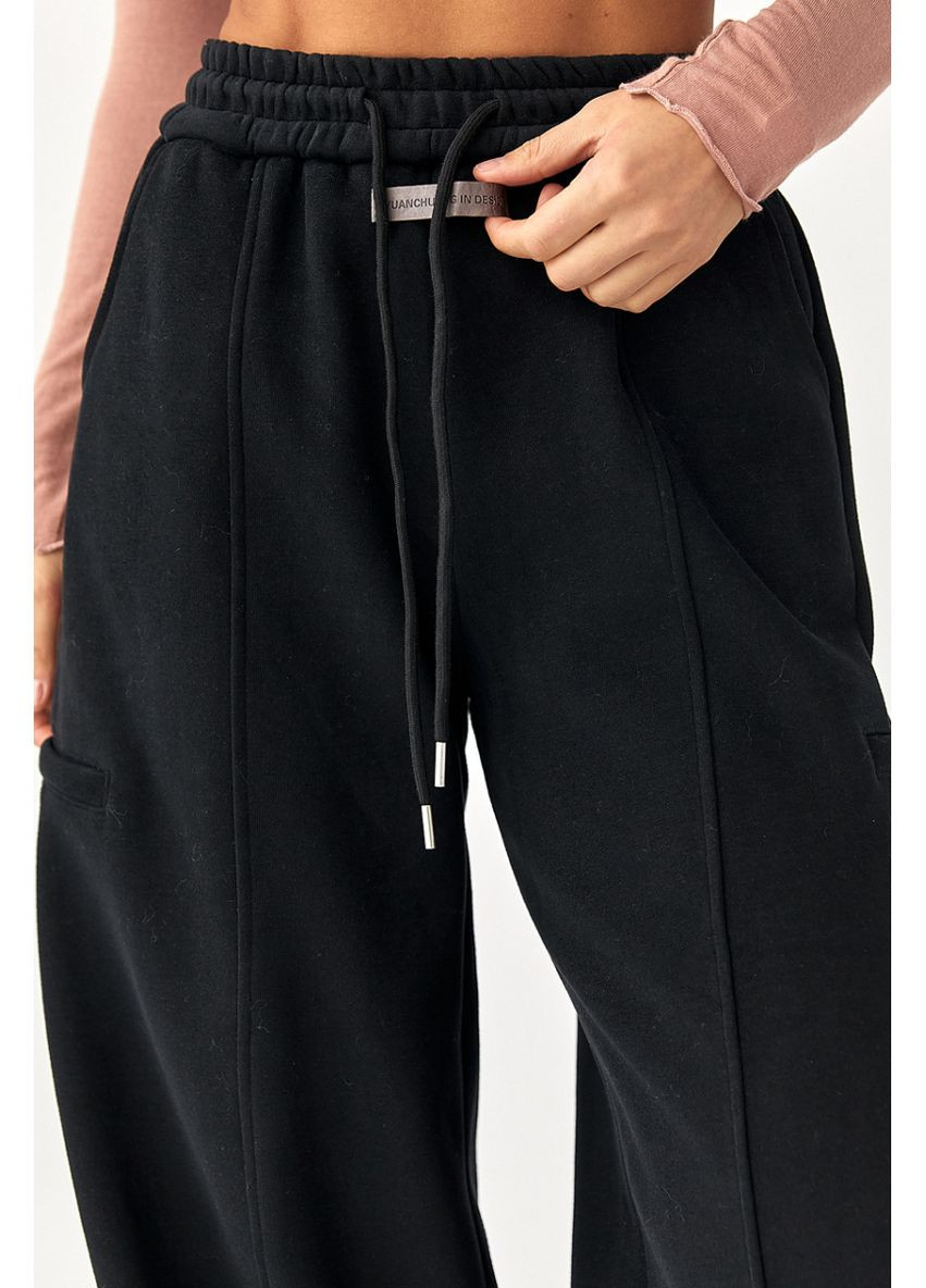 Однотонные теплые спортивные штаны с затяжками внизу Lurex Штаны (370393363)