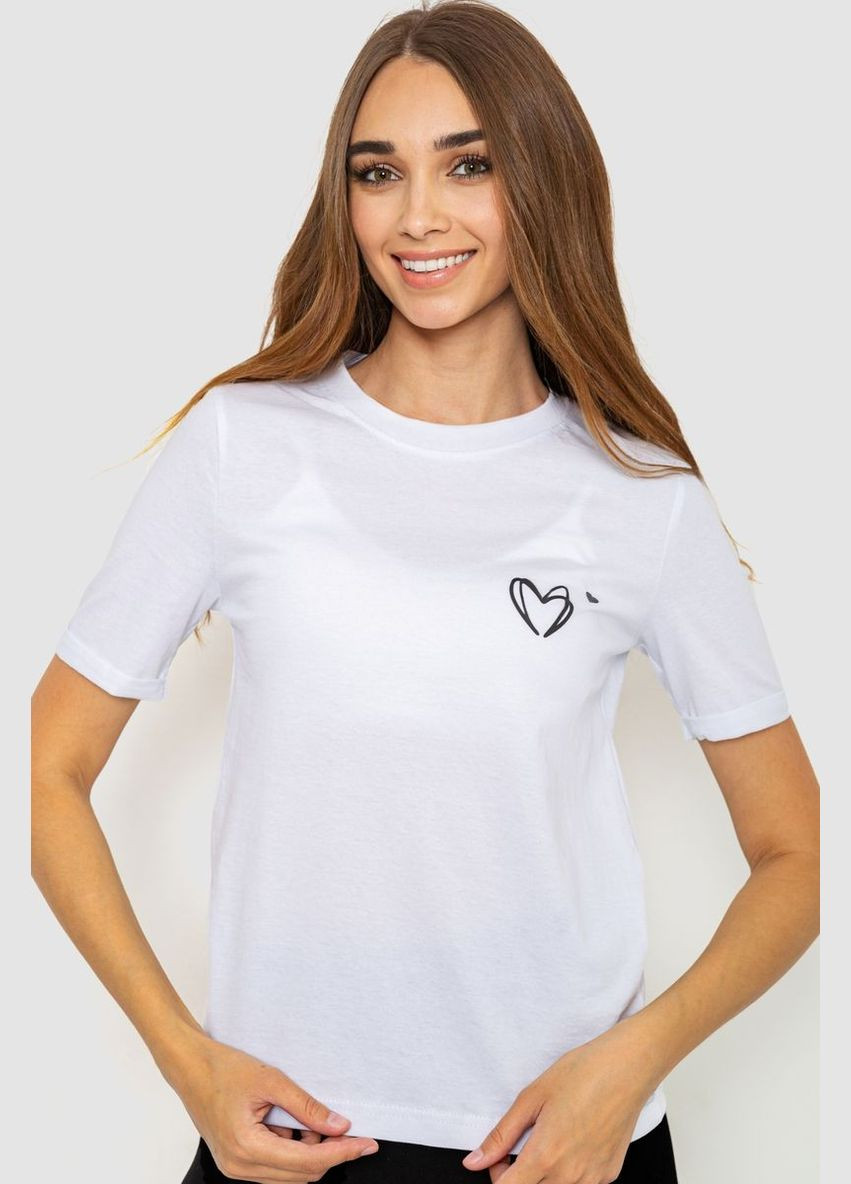 Белая демисезон футболка женская с принтом, цвет черный, Ager