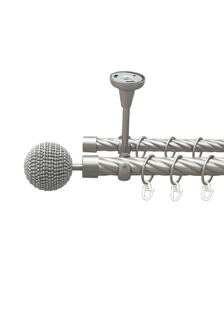 Карниз Карера металевий дворядний відкритий до стелі скручена труба Сатин 25\19 мм 300 см (00-00024213) ORVIT (300847530)