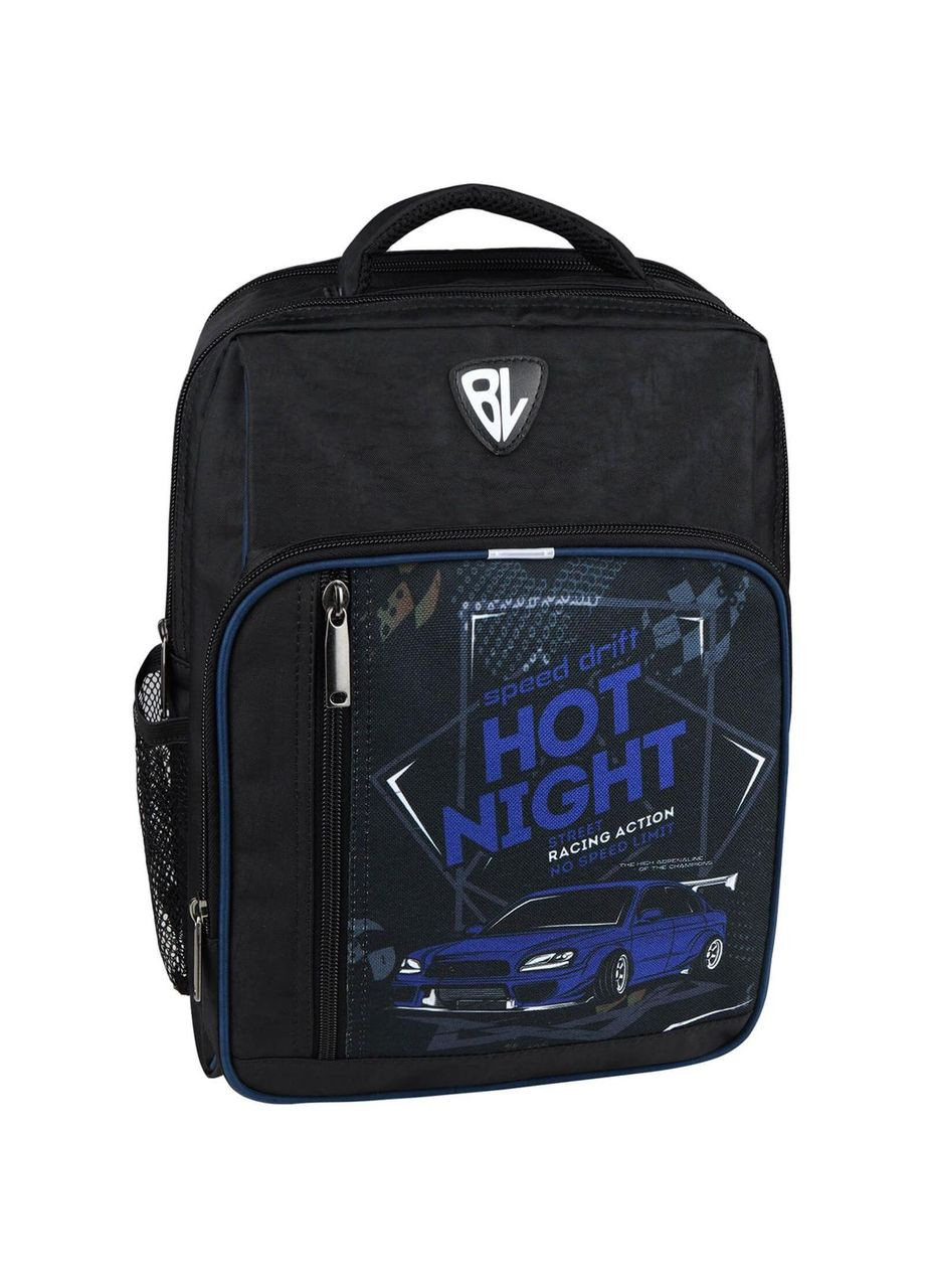 Детский рюкзак для мальчика 8л с рисунком машинки черный Школяр 662 (00012870) Bagland (308993725)