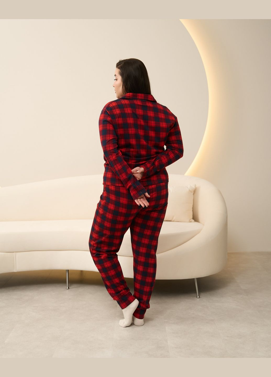 Червона батальна піжама на ґудзиках клітина Nicoletta