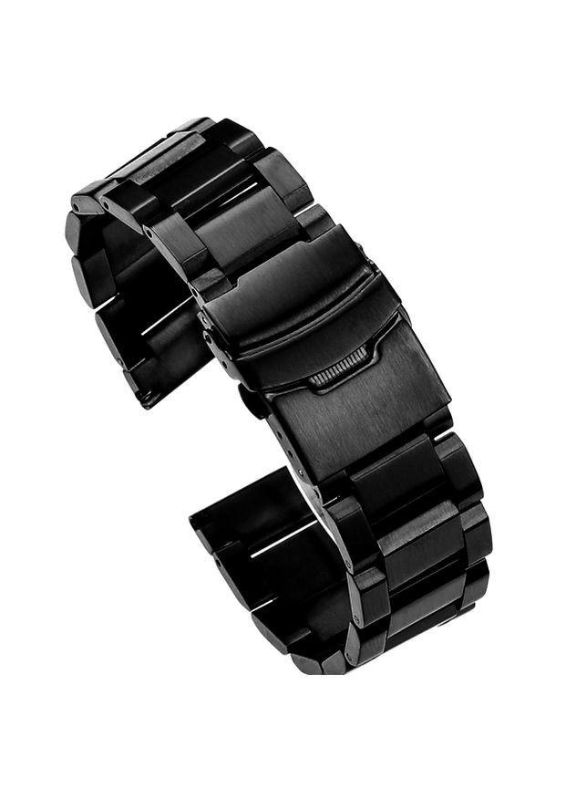 Стальной Браслет / ремешок для классических и смарт часов. Ширина 18, 20, 22, 24 мм. Черный цвет No Brand (370101760)