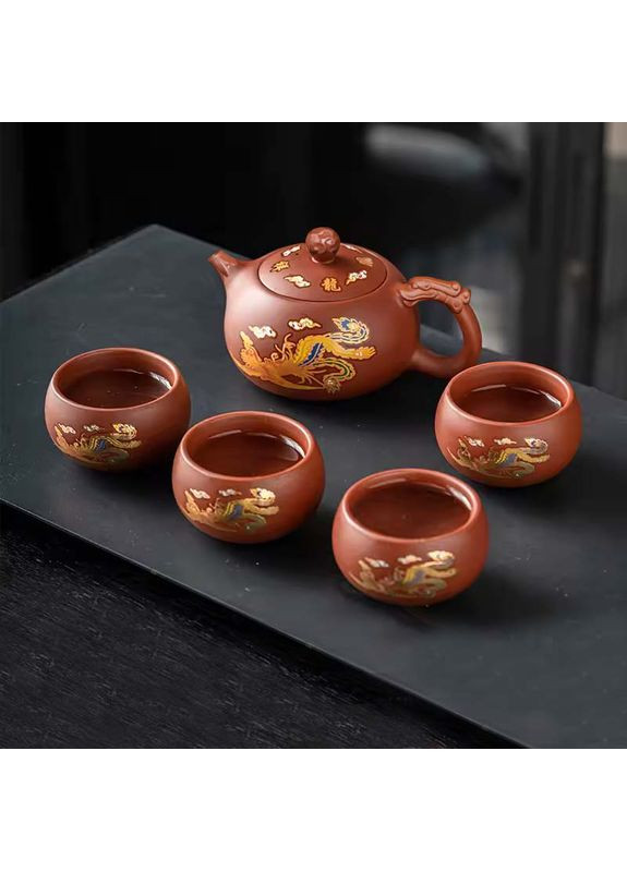 Чайный набор 0321610 Dragon and Phoenix Brown заварник 480 ml + 4 пиалы 4шт Lesko (362066988)