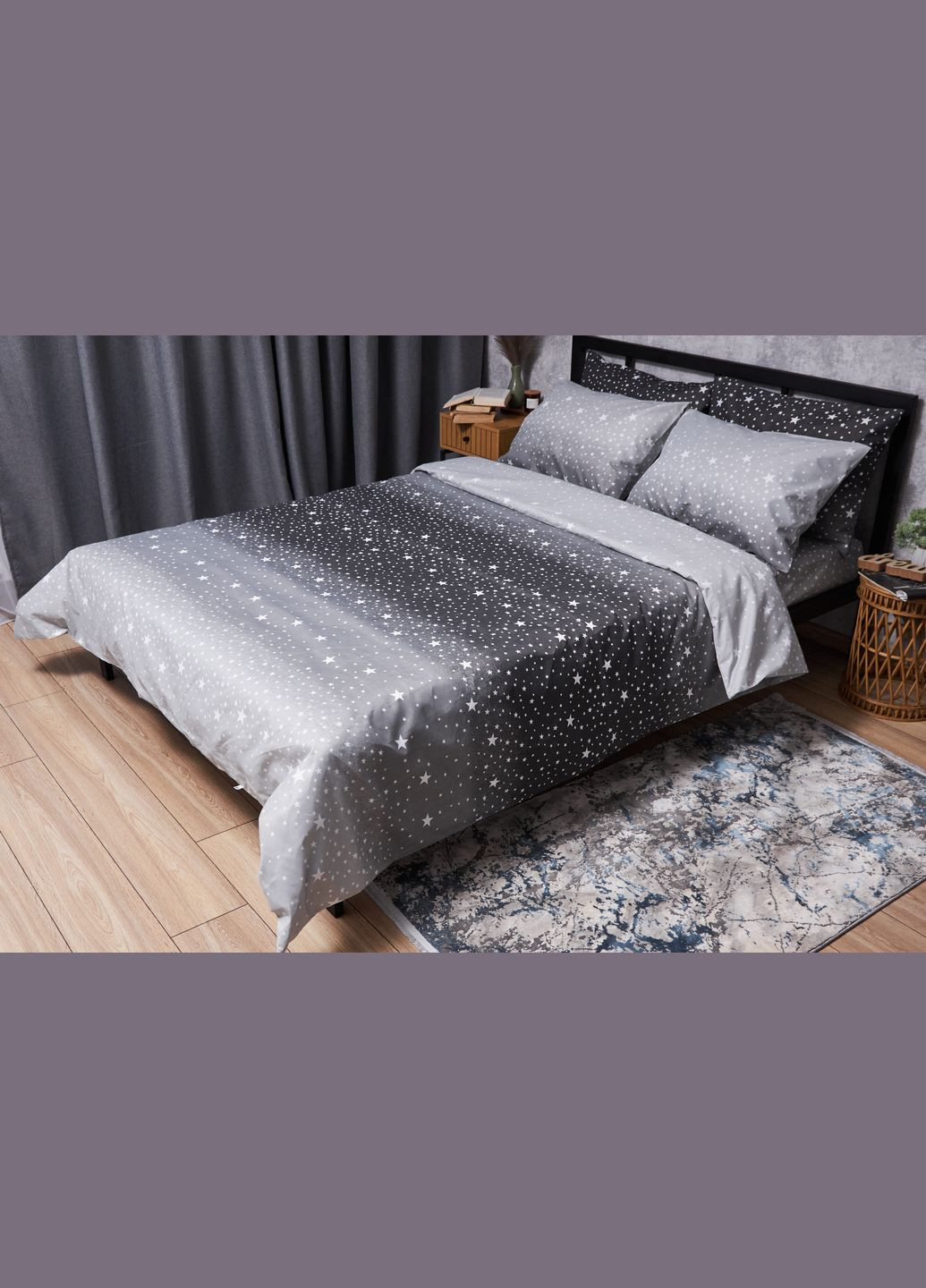 Комплект постельного белья Микросатин Premium «» полуторный евро 160х220 наволочки 2х40х60 (MS-820005130) Moon&Star starry night (293147812)