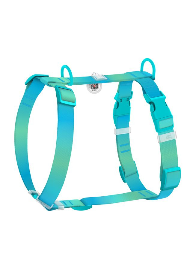 Шлей для собак Nylon Recycled с QR-паспортом, градиент, L, Ш 25 мм, А 51-85 см, В 60-85 см, WAUDOG (333661377)