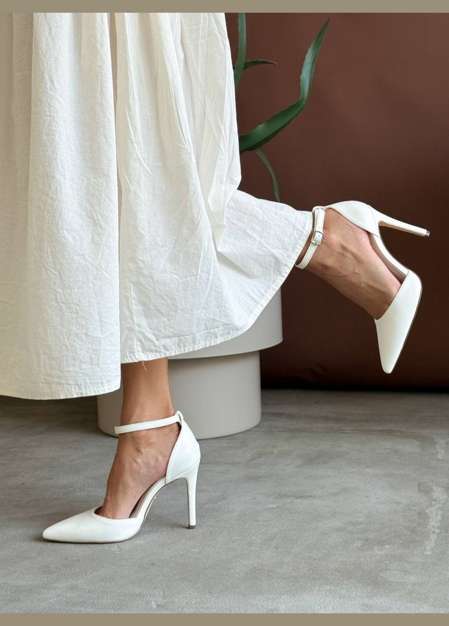No Brand Женские белые туфли с ремешком на шпильке белый з искусственная кожа, — всесезон (343304852)