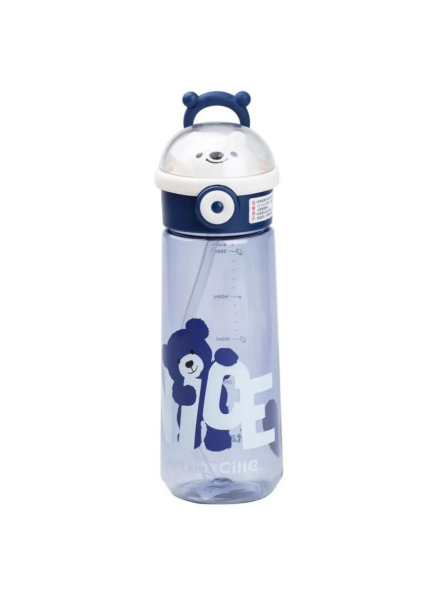 Бутылка для воды 620 мл с трубочкой Синяя HP17300BL Happy Life (370974368)