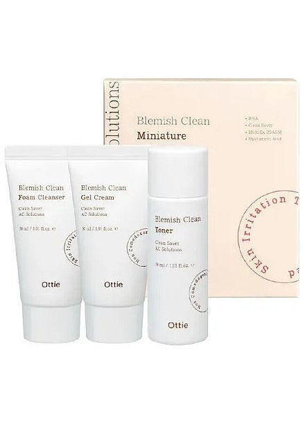 Ottie Набір Blemish Clean Miniature Set (foam/30ml + ton/30ml + cr/30ml) Набор (2-1160375) — Крем, Південна Корея (369789765)