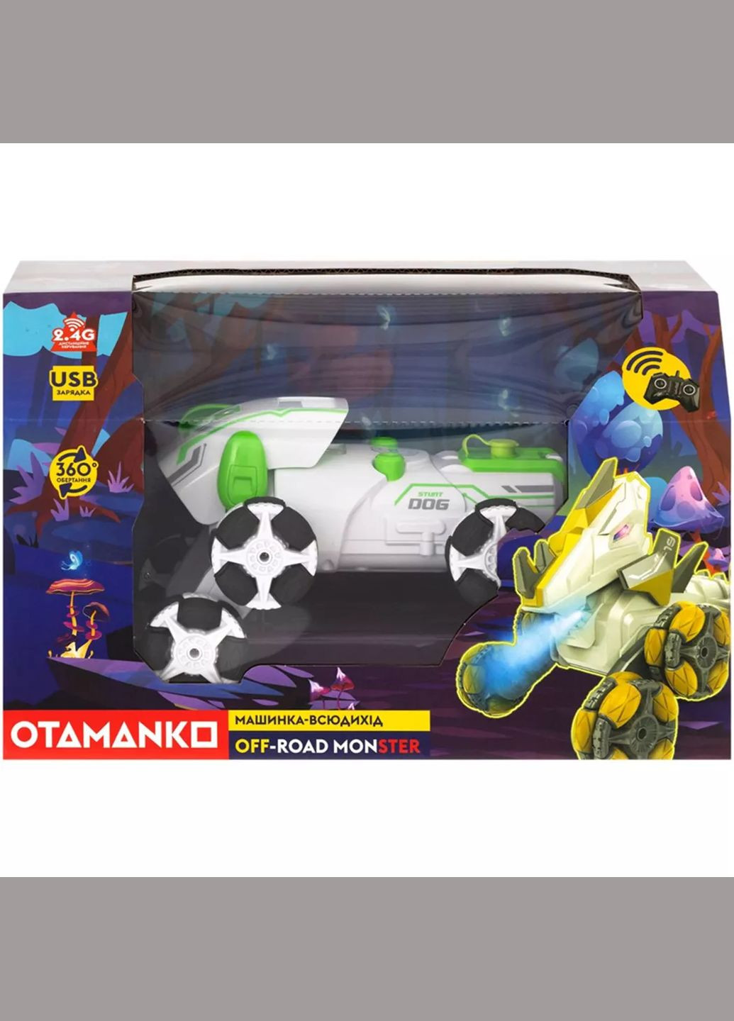 Машинка Off-Road Monster Трюковый вездеход на радиоуправлении белый с зеленым (532.02.49) OTAMANKO (342715962)
