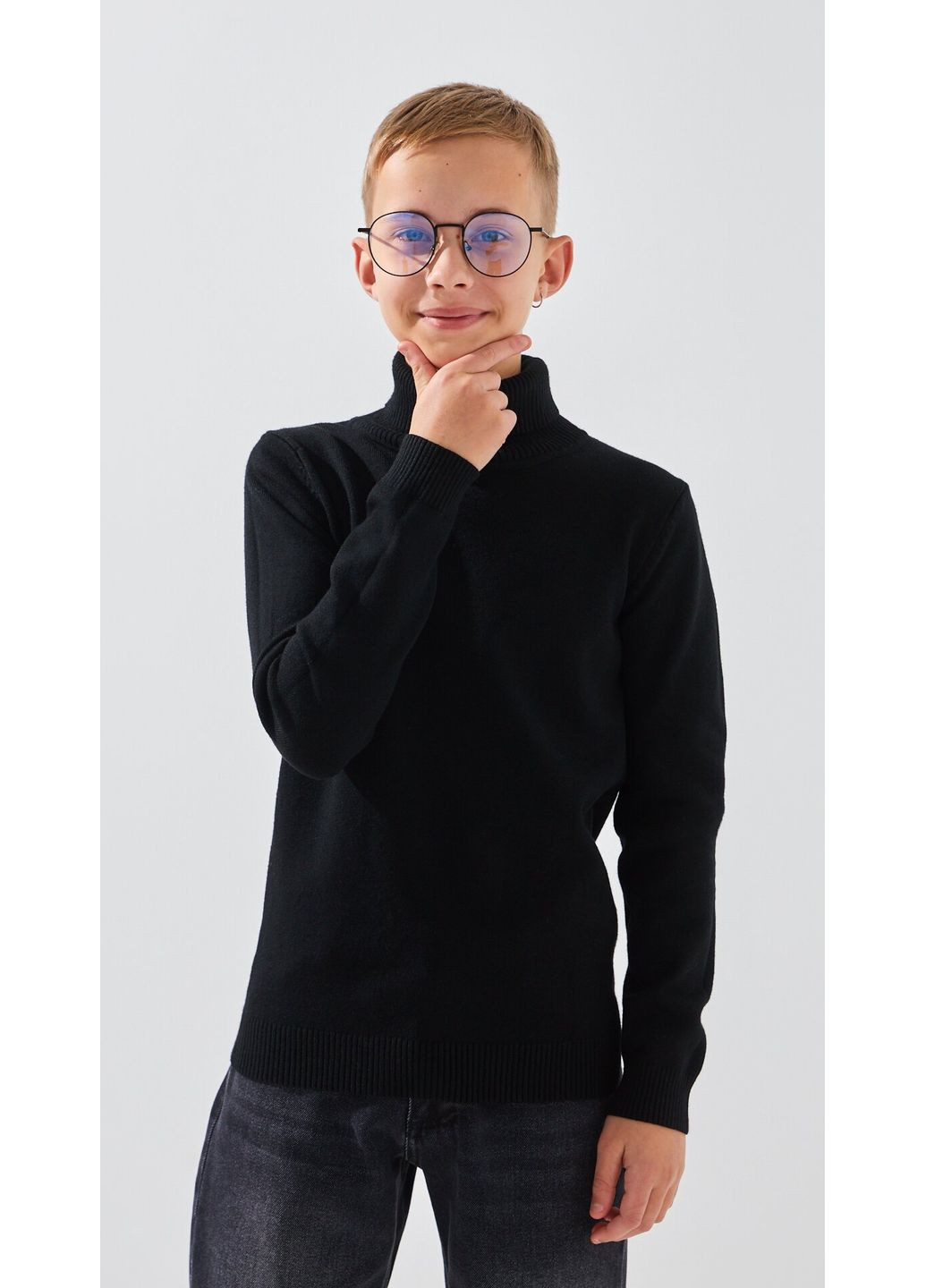 Чорний зимовий светр однотонний для хлопчика l3325 152 см shop (2000991047228) Dinomin