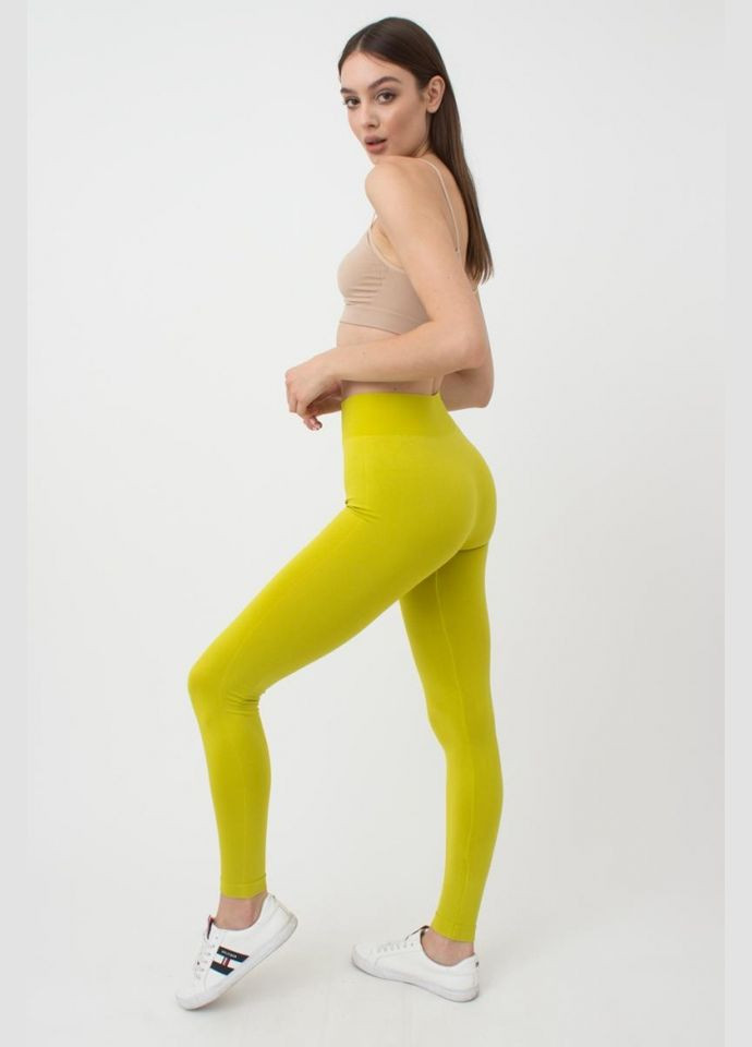 Зеленые демисезонные леггинсы женские бесшовные спортивные из микрофибры Giulia