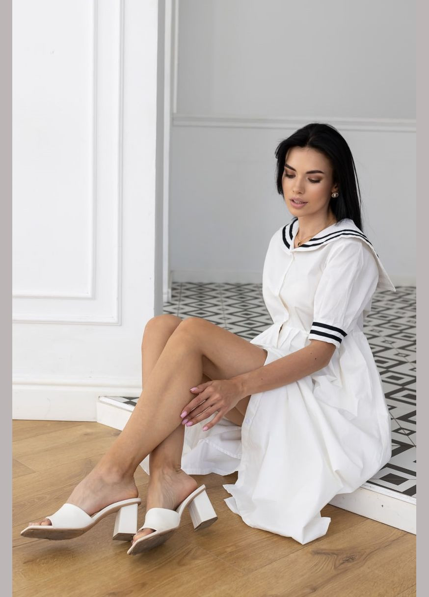 Білий біла сукня з коміром 111461 No Brand