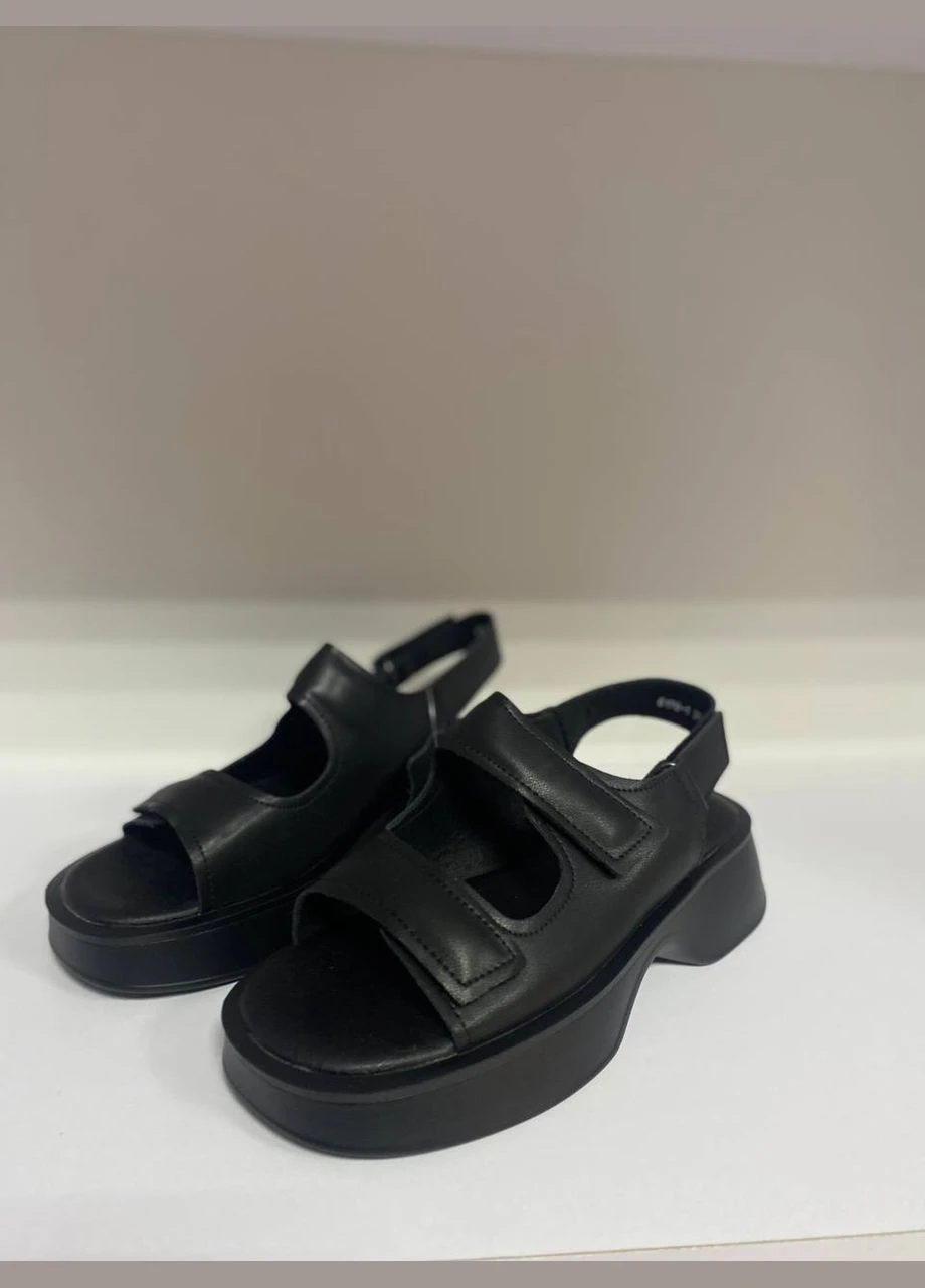Босоніжки жіночі шкіряні чорні No Brand (331767432)