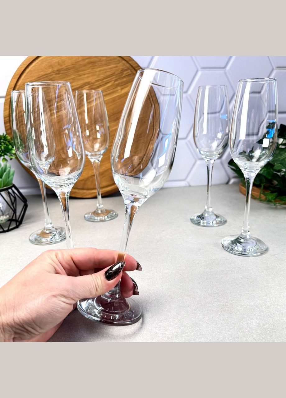 Набор бокалов для шампанского Амбер 210 мл, 6 шт, стекло, для мытья в посудомоечной машине Pasabahce (303138292)