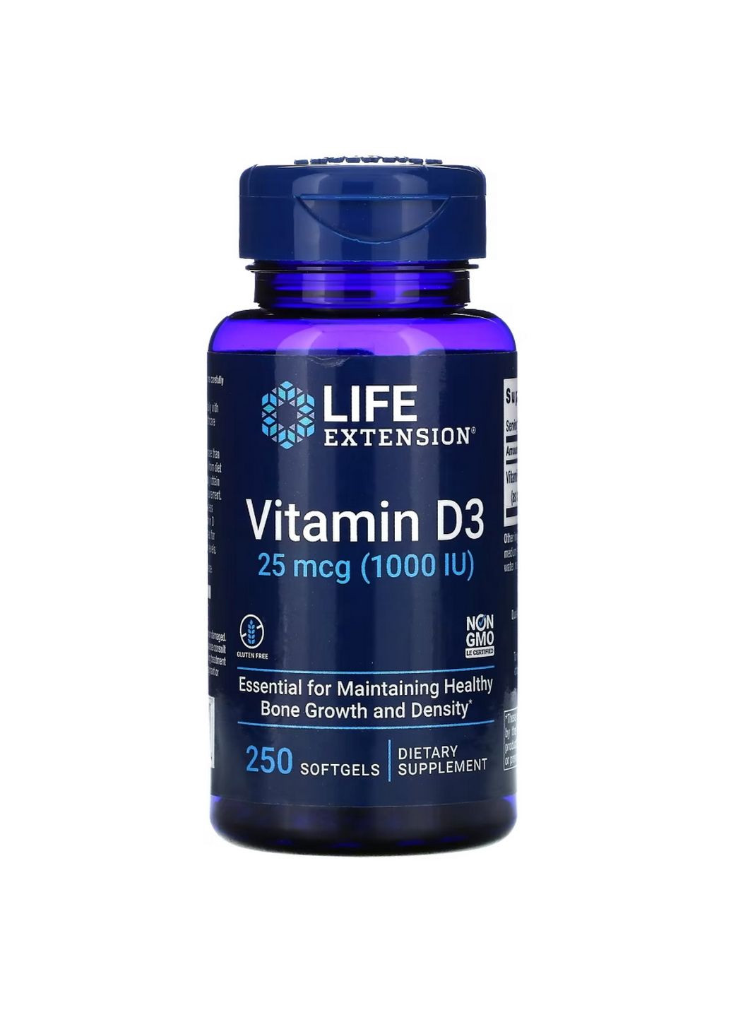 Вітаміни та мінерали Vitamin D3 1000 IU, 250 капсул Life Extension (315874118)