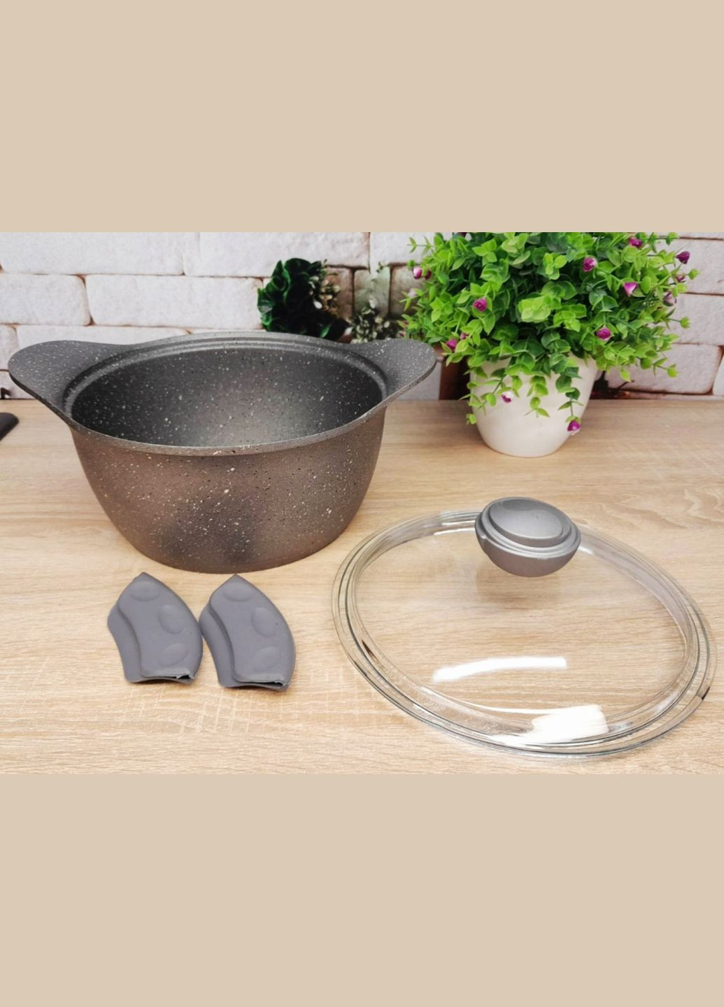 Кастрюля со стеклянной крышкой O.M.S. Collection 3120 с гранитным покрытием 26 см 5,6 л (Турция) No Brand (317185944)