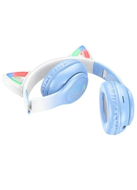 Бездротові накладні навушники BT headphones Crystal Blue Hoco W42 Cat ears (389915445)