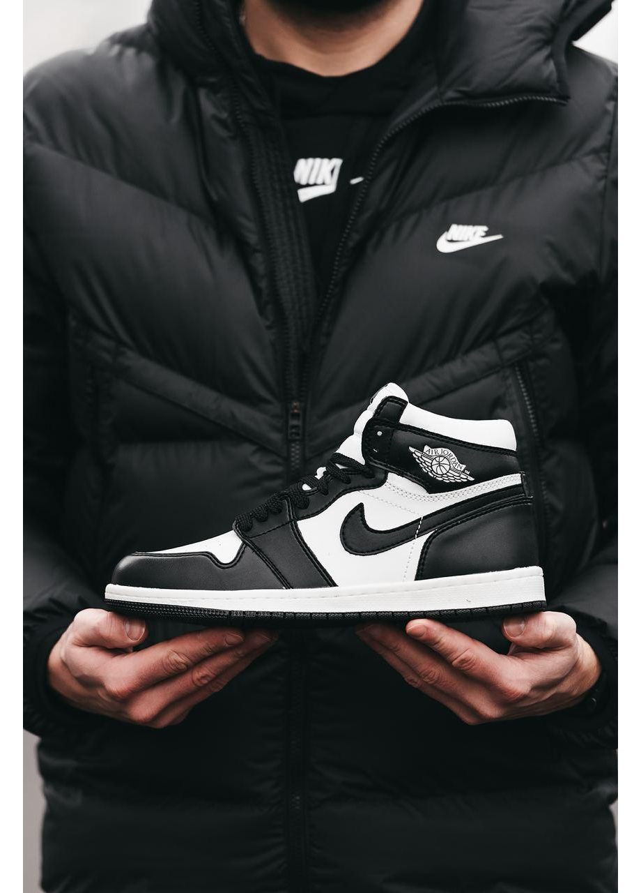 КРОССОВКИ ЖЕНСКИЕ NIKE AIR JORDAN 1 RETRO MID BLACK WHITE V2 НАЙК АИР ДЖОРДАН No Brand чёрные зима (367172986)