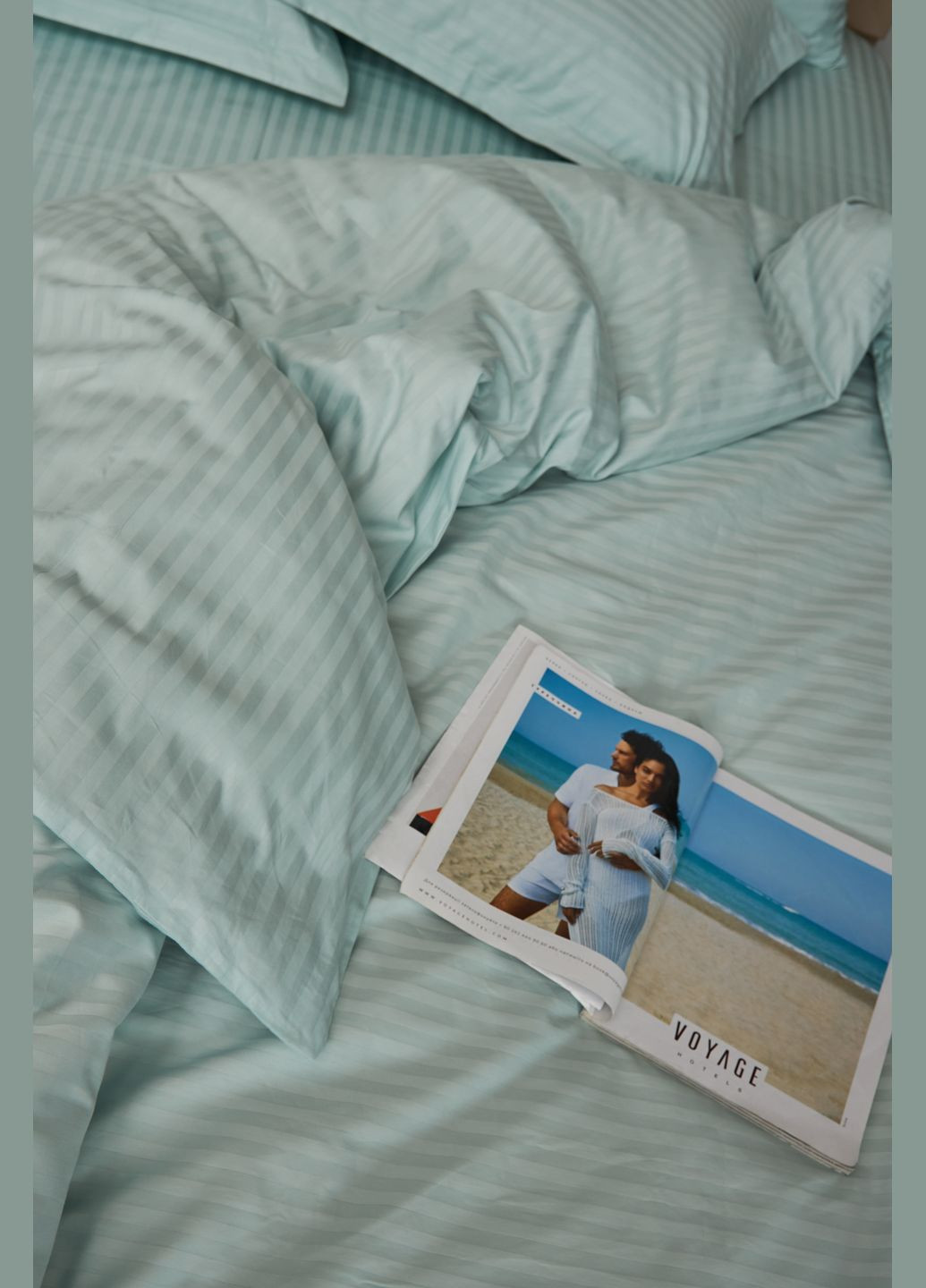 Комплект постільної білизни сімейний 160х220х2 наволочки 4х70х70 Satin Stripe (MS-820000624) Moon&Star Stripe Mint (284416583)