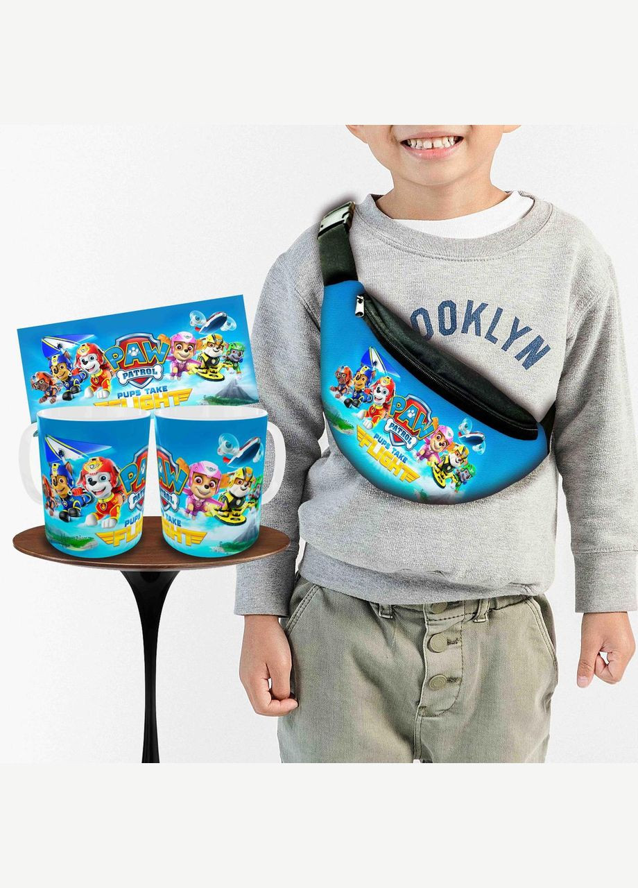 Набір: дитяча сумка-бананка+кружка Щенячий патруль 32х15см, бананка для хлопчика через плече на подарунок (0378) No Brand (319760391)