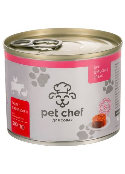 Консерви для собак паштет м'ясні асорті 200 г (4820255190143) Pet Chef (279569183)
