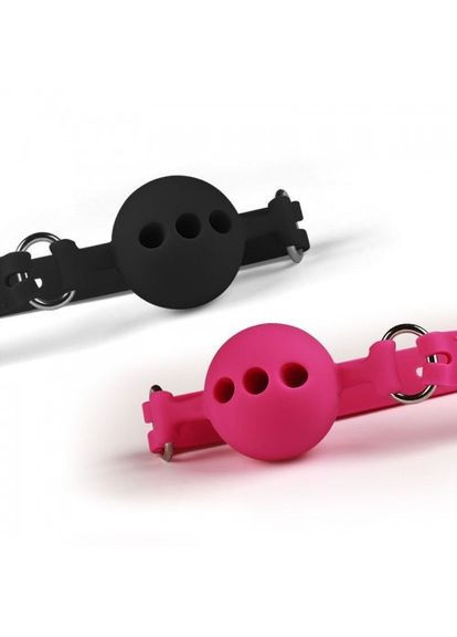 Кляп шар силіконовий дихаючий Cherry Gag БДСМ S - 38 mm (чорний рожевий) No Brand (303881687)