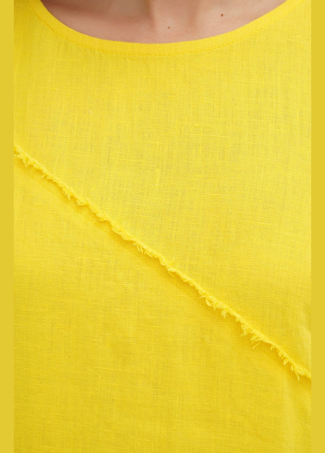 Жовтий довга лляна сукня без рукавів з кишенями однотонна фем., р., код 0443/54/163 ГАЛЕРЕЯ ЛЬОНУ