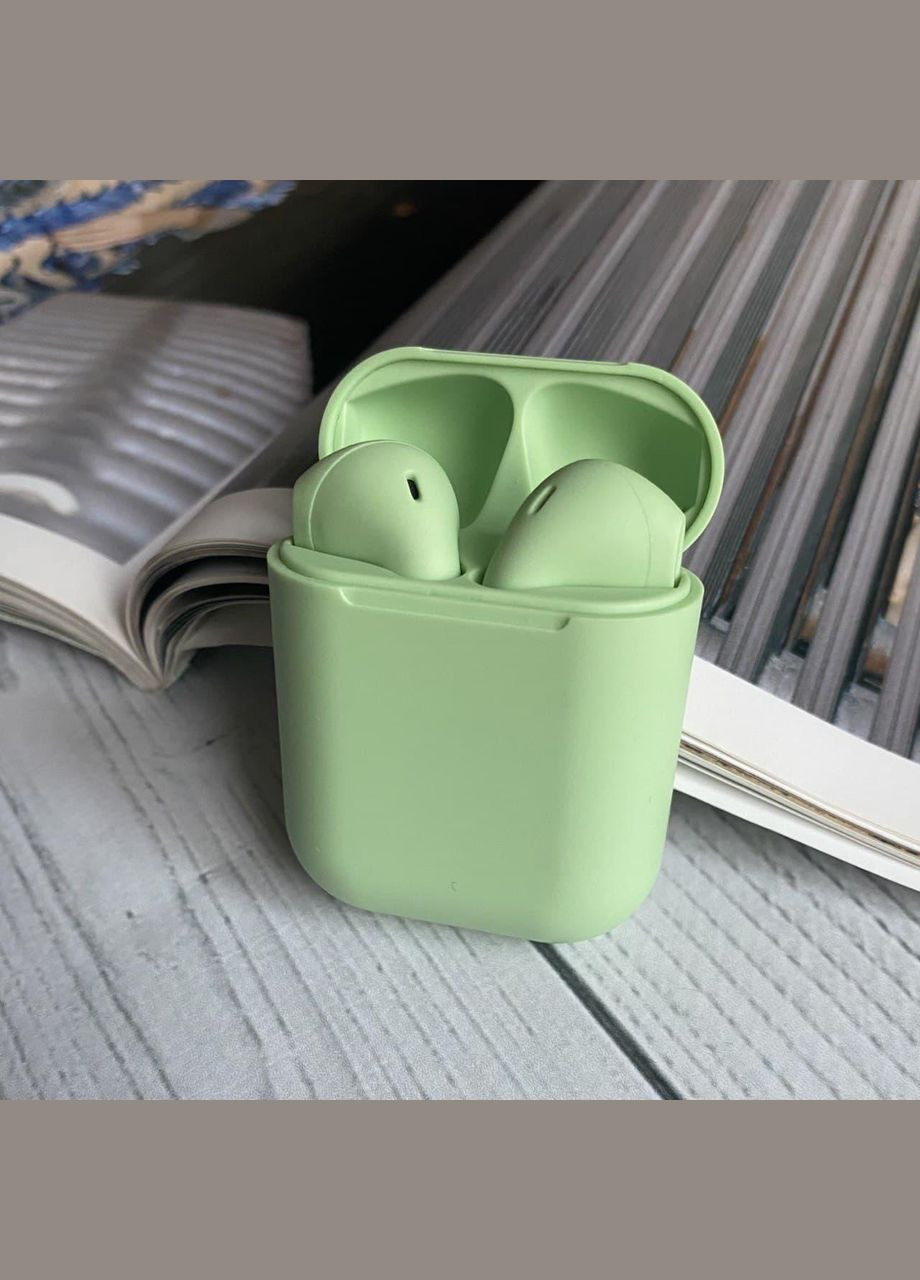 Бездротові сенсорні навушники inpods 12 салатові блютуз i12 tws матові з мікрофоном bluetooth No Brand (339092280)