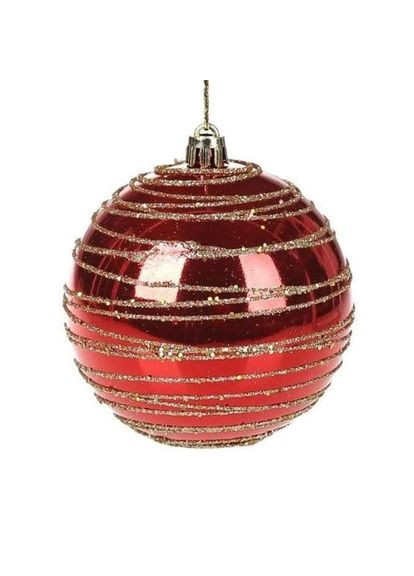 Шары новогодние D-8 см. 11442, набор 4 шт, с золотистым декором, украшения на елку, елочные игрушки Flora (360639356)