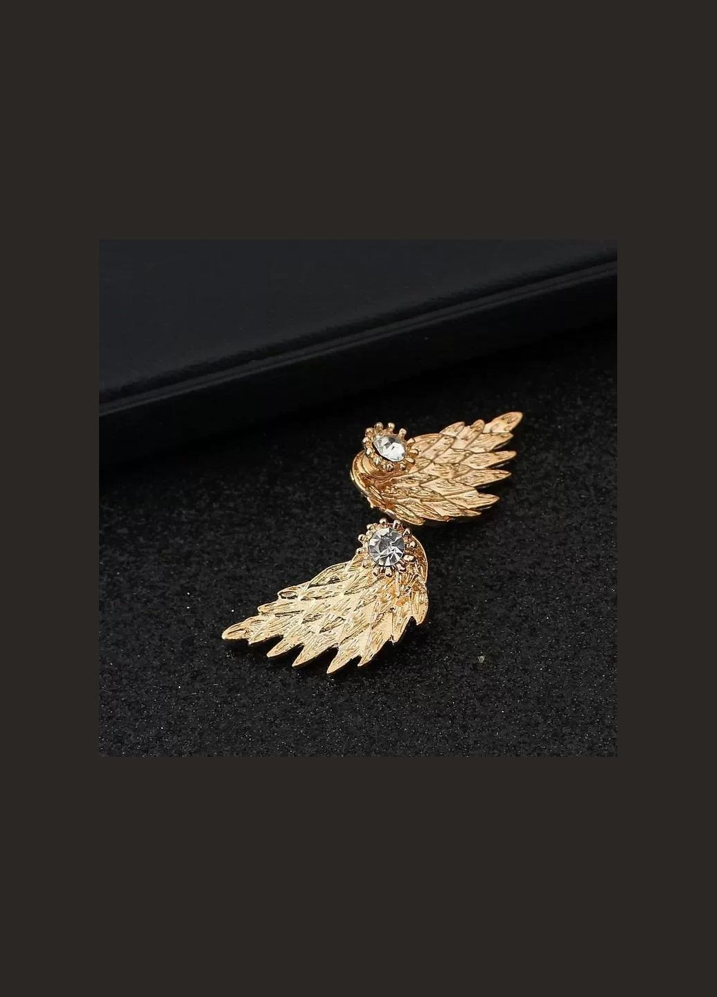 Серьгигвоздики с камнем Крылья легкости золотистые No Brand (276195328)