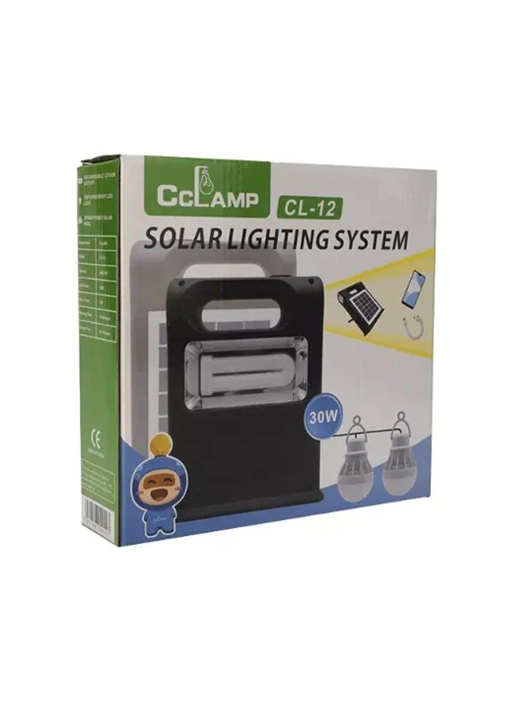 Солнечная зарядная станция + LED фонарь Cclamp CL-12 30W с лампочками + Power Bank No Brand (331639395)