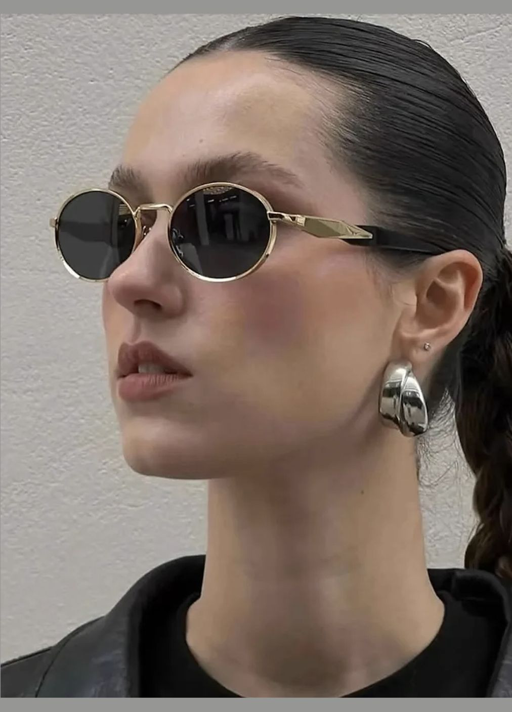 Женские очки овальной формы черного цвета + золото (1124) No Brand (325215172)