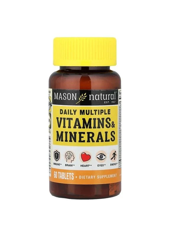 Мультивитамины и минералы на каждый день, Daily Multiple Vitamins With Minerals,, 60 таблеток Mason Natural (372506277)