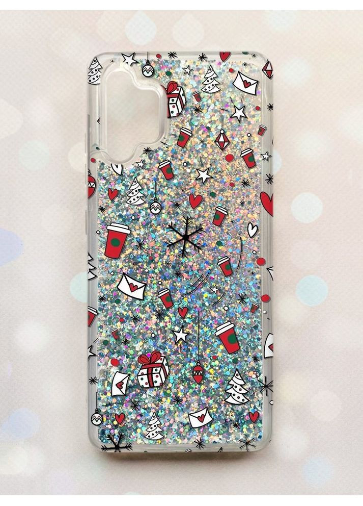 Чохол з плаваючими блискітками Samsung Galaxy A32 Срібний:: Новорічний фон (принт 182) Creative (362964430)