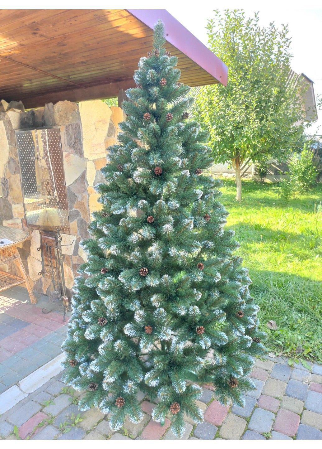 Ялинка Елітна з шишками 2,50м Зелена ялинка штучна з натуральними шишками та підставкою Xatynka (363057944)