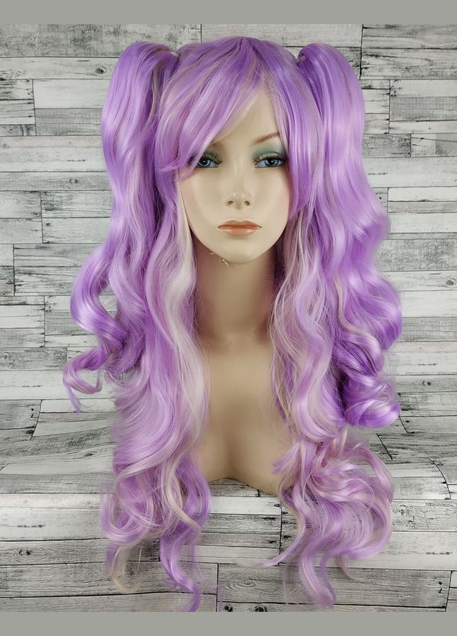 Парик фиолетовый с двумя хвостами Лолита волнистая длинная 70см женская искусственная с длинным No Brand 3173 (322056128)