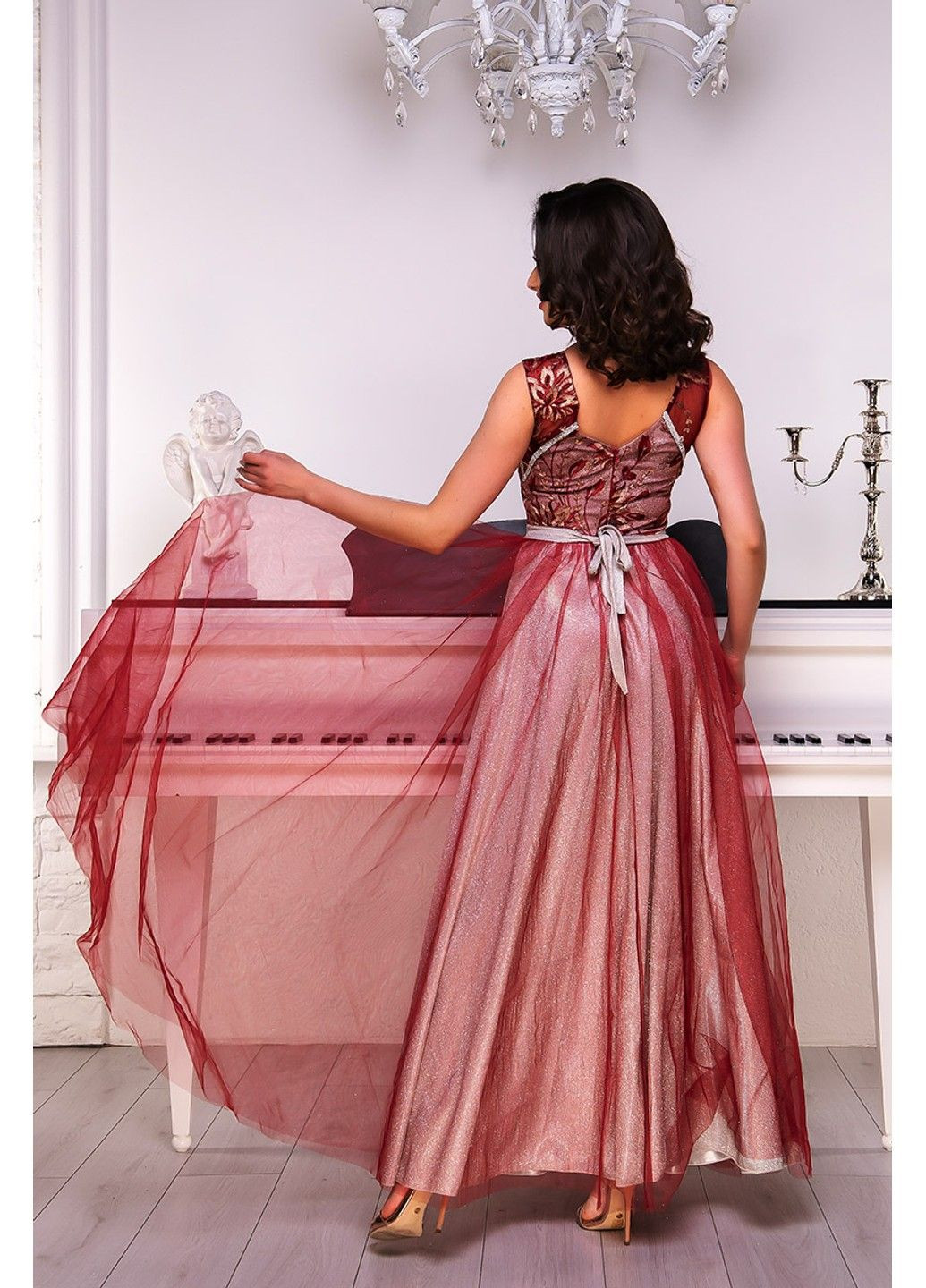 Бордовое вечернее платье городские огни 9066 бородово Tanita-Romario