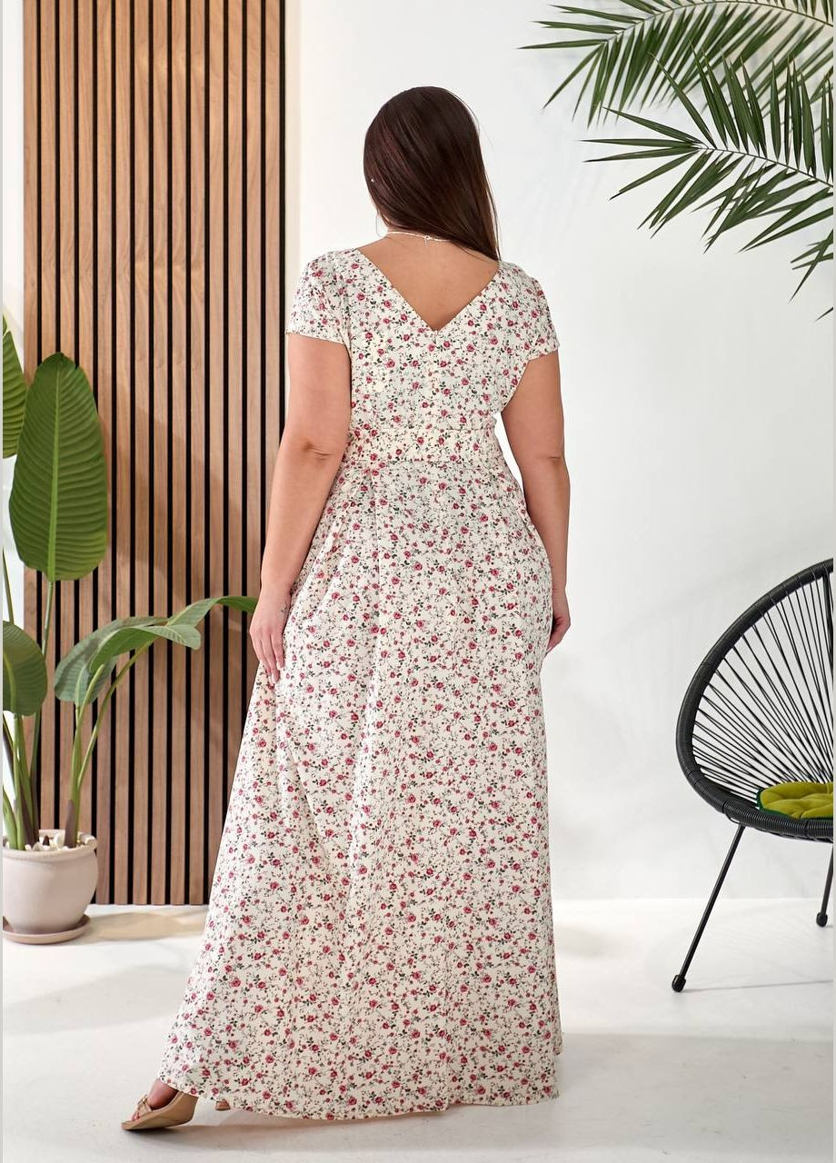 Білий повсякденний, кежуал жіноча сукня батал а-силует Style Point з квітковим принтом