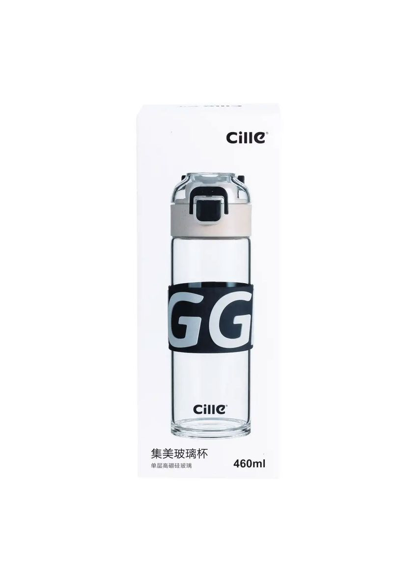 Пляшка для води 460 мл скляна синя з кришкою герметична для спорту та подорожей ProDobro (364189299)