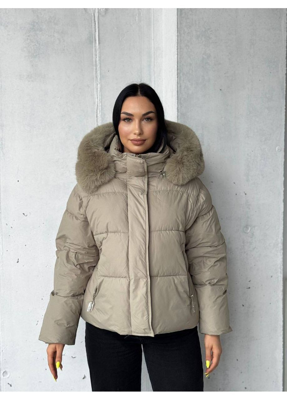 Оливкова зимня куртка жіноча No Brand