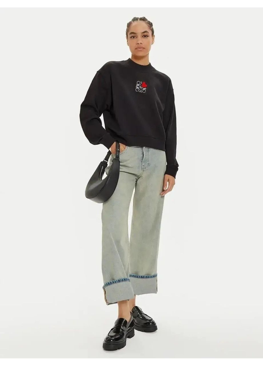 Черный свитшот женский Loewe логотип вышивка (363621445)