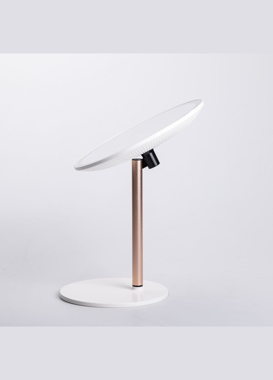 Дзеркало косметичне з підсвічуванням кругле настільне Ø21 см для макіяжу Біле HP-10-7AW Yiwu (325922731)