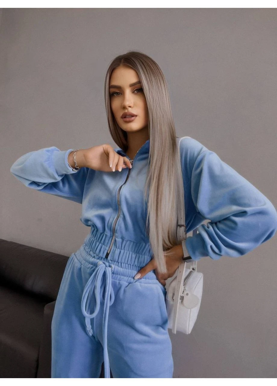 Жіночий велюровий костюм двійка. Штани+кофта. No Brand (379877688)