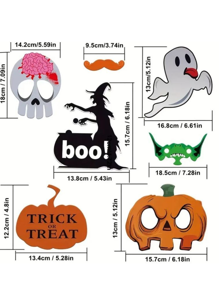 Бутафория на Хэллоуин на палочках 25 деталей one size разноцветный Jannet Фотобутафорія (362961522)